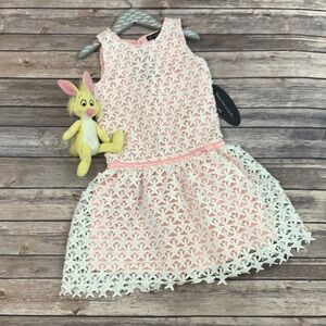 Ava & Yelly White Stars with Pink Lining Dress